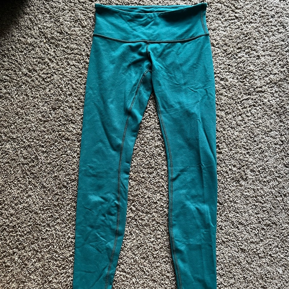 Green lulu leggings size 2